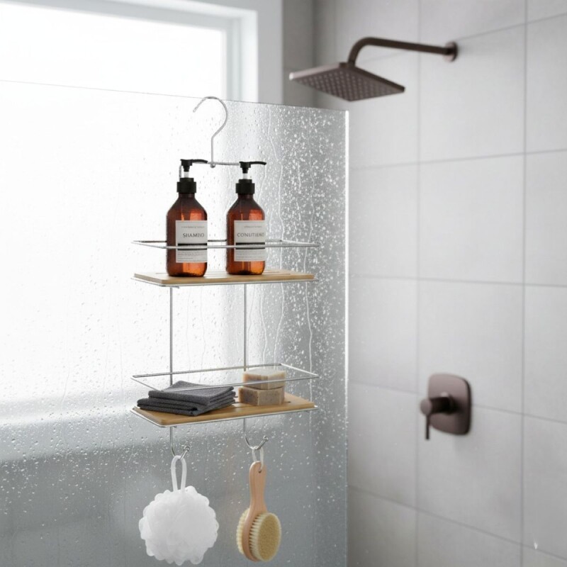 ORGANIZADOR METAL/BAMBU 2 NIVEL P/BAÑO Unica