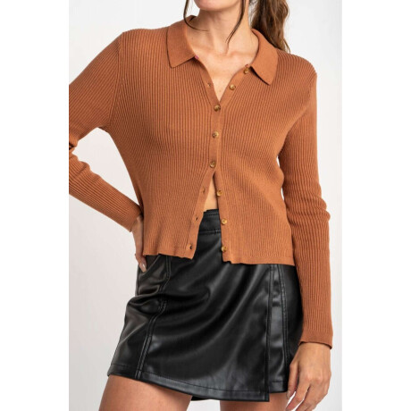 Cardigan Cuello Polo Mocha