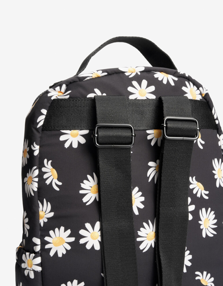 Mochilas Urbanas Nylon Mochila Con Bolsillo Delantero Y Laterales. - Estampado Flores