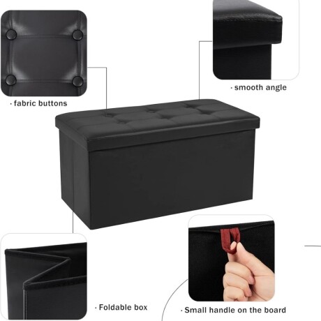 Puff Baul Houston Eco Cuero Negro