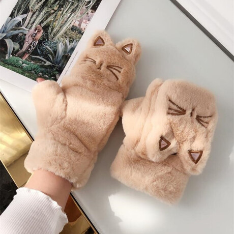 Mitones guantes peluche Gatito Beige