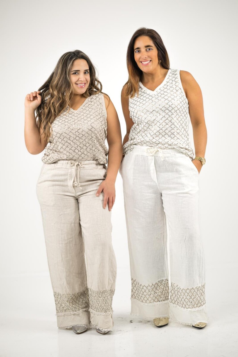 Musculosa con lentejuelas - Beige 