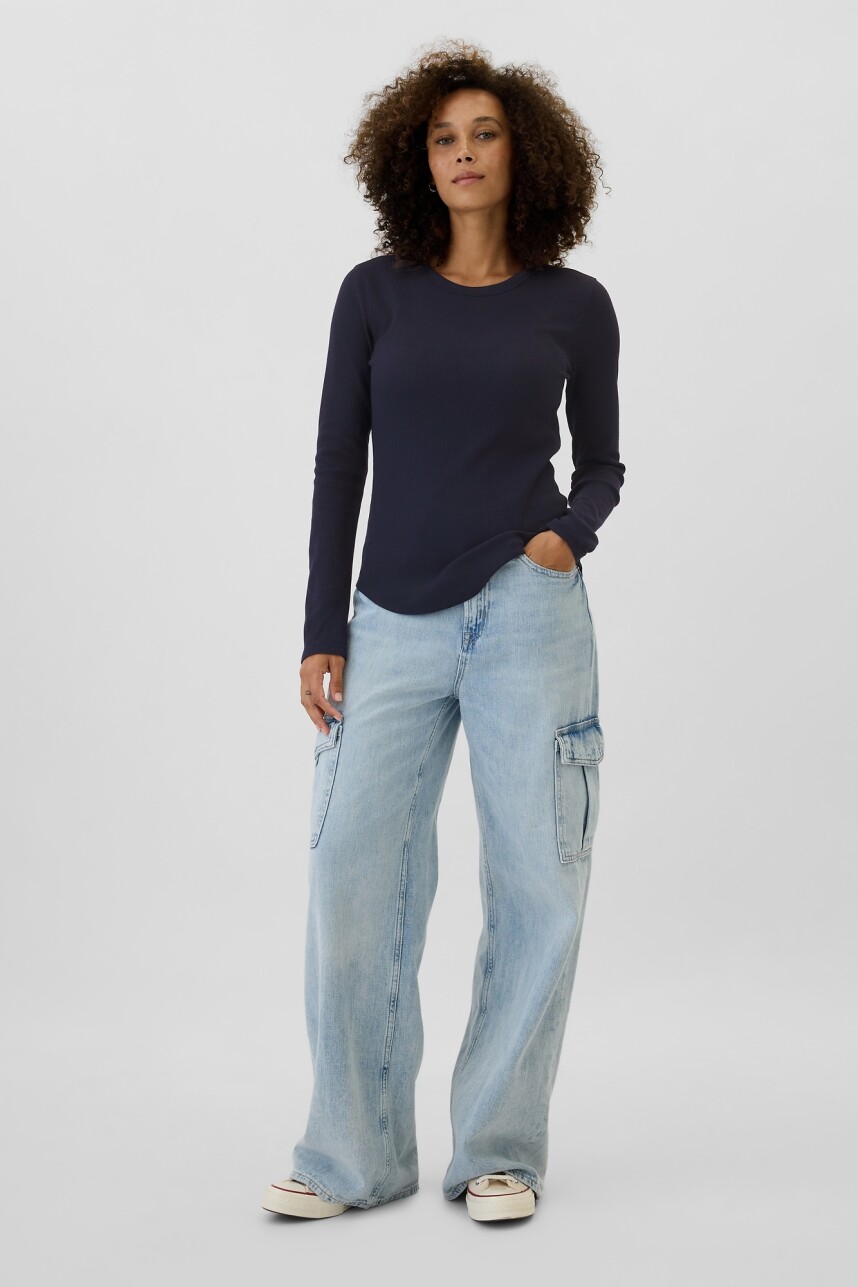 Remera Waffle Cuello Redondo Mujer Navy Uniform