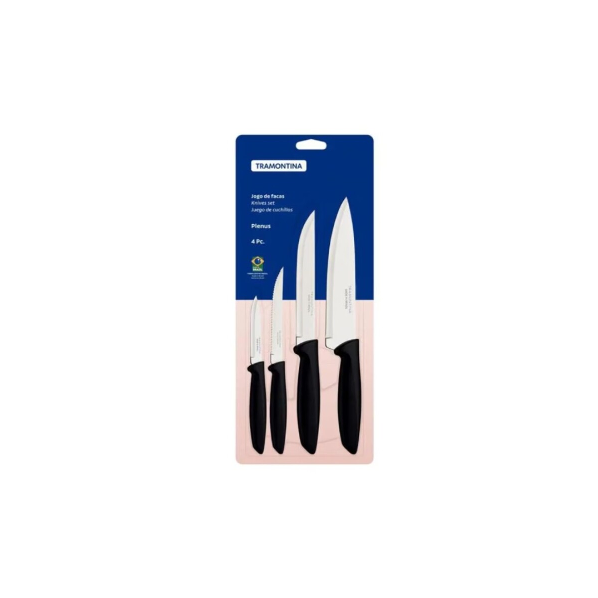 PACK CUCHILLOS TRAMONTINA PLENUS 4 PIEZAS - NEGRO 
