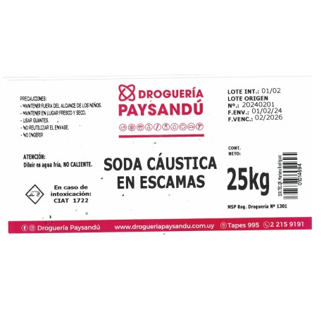Soda Cáustica en Escamas 25 kg