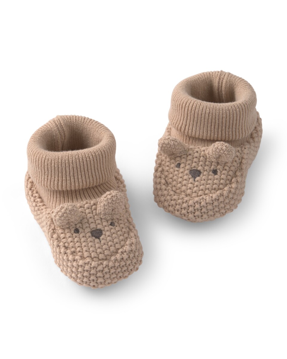 Escarpines de algodón a crochet, diseño oso 