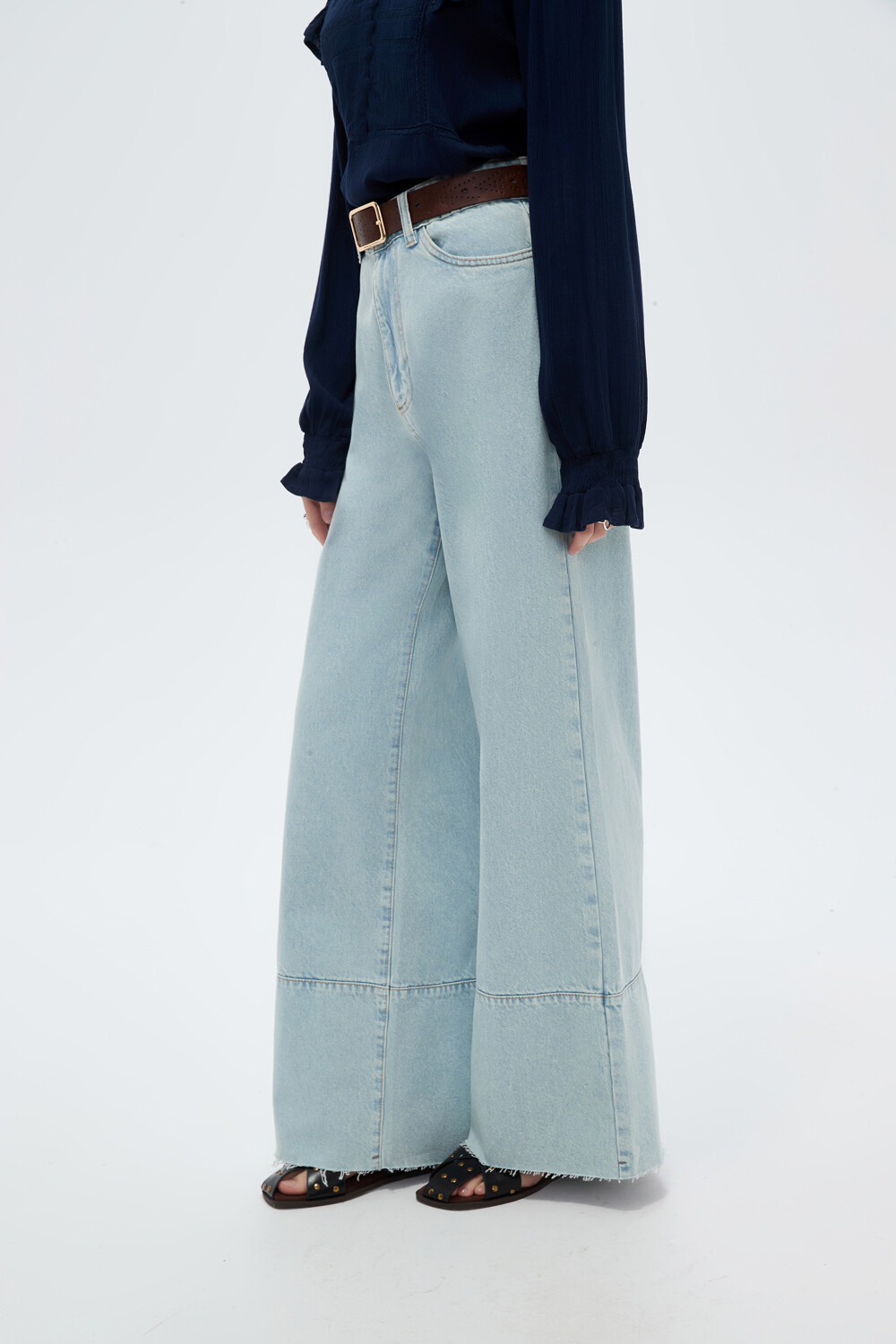 Pantalon Pano Celeste Grisaceo