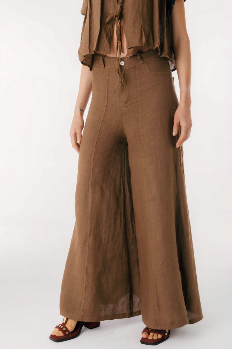 Pantalon Cuarzo Lino Chocolate