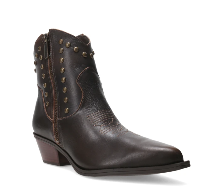 Bota caña baja con tachas 347709 Marron