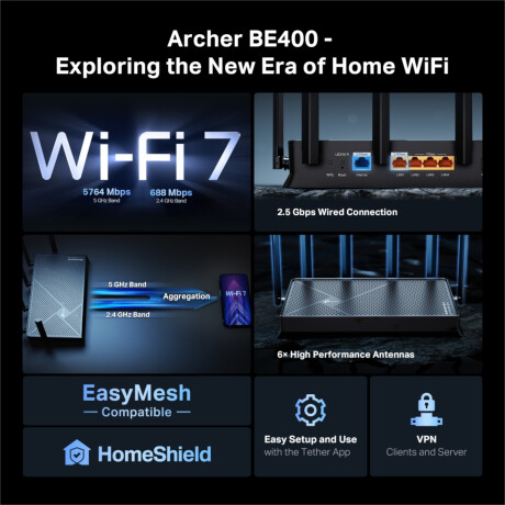 Router Inalámbrico Tp-link Archer BE400 Doble Banda Wi-fi 7 BE6500 001