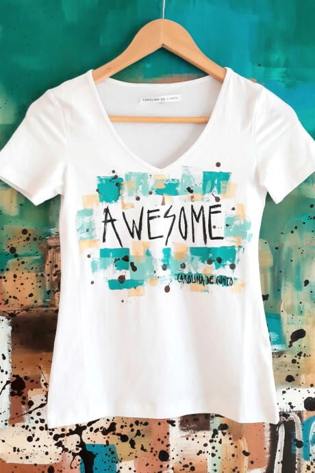 Remera Dominica Blanca Arte AWESOME Remera Dominica Blanca Arte AWESOME