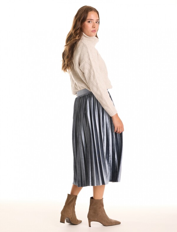 Falda Midi Noche Velvet GRIS AZULADO