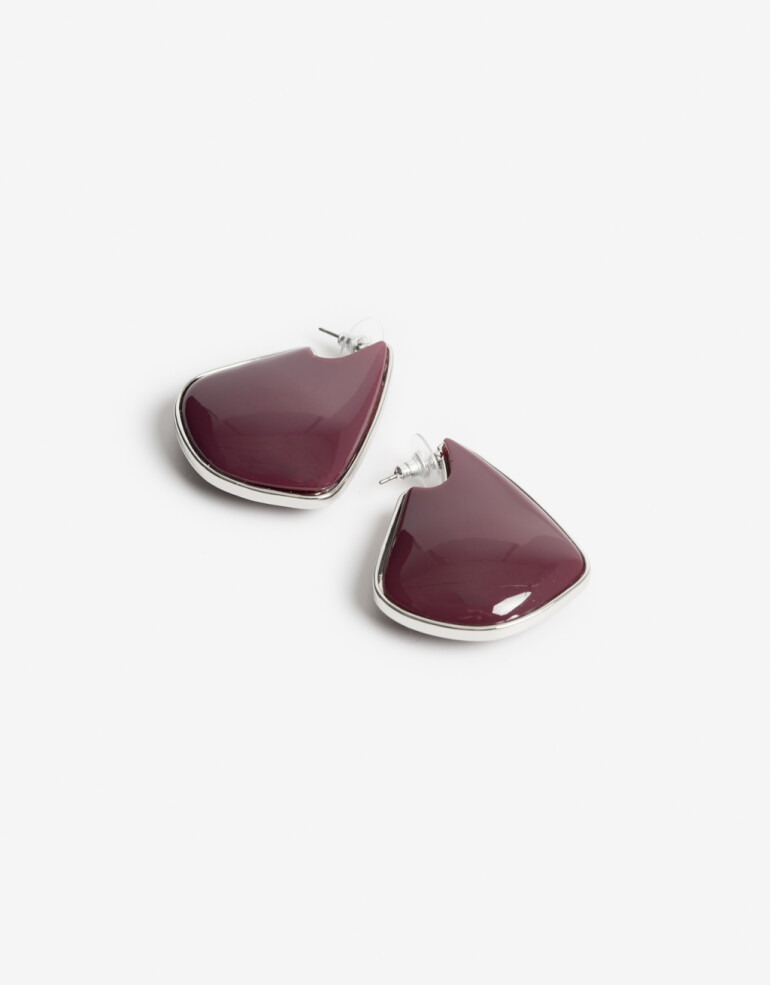 Aros Argollas Color Argollas Resina Y Metal - Rojo Burdeaux