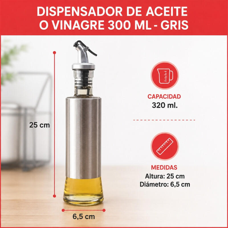 Dispensador de aceite o vinagre 300 ml GRIS