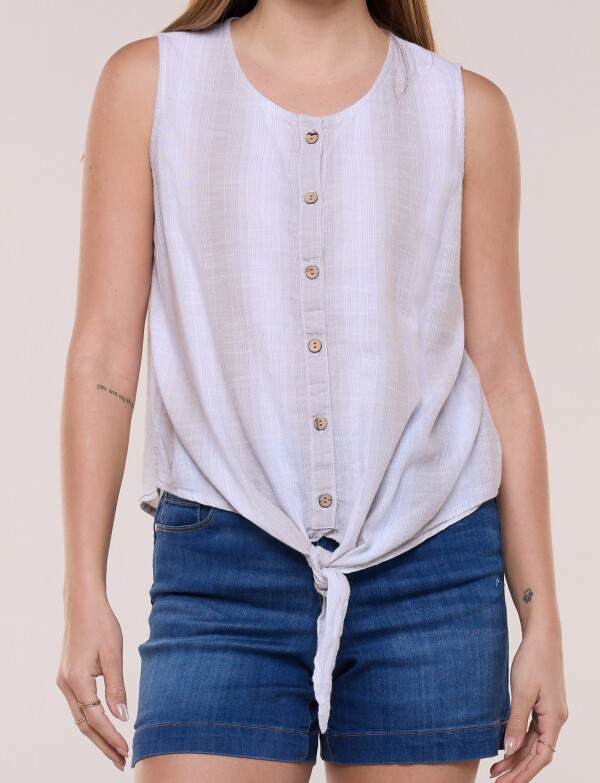 Blusa Algodón Nudo Frontal BEIGE