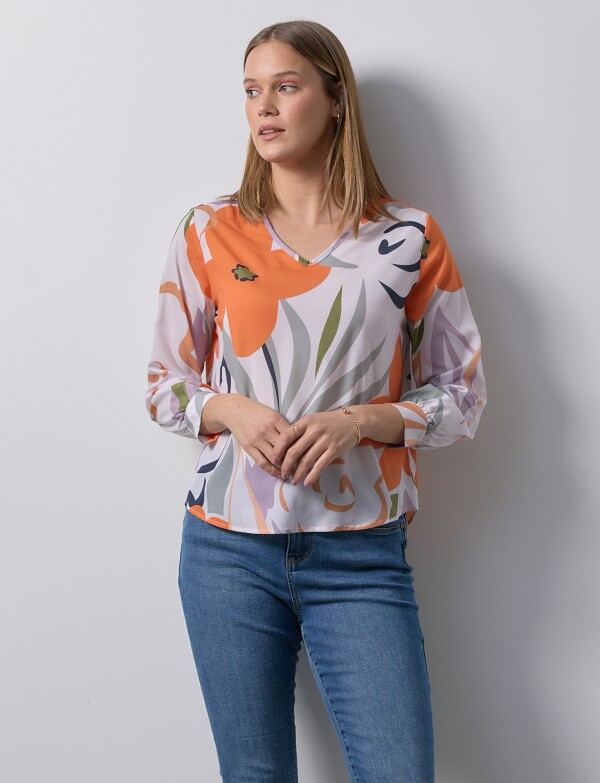 Blusa Gasa MULTI/BLANCO