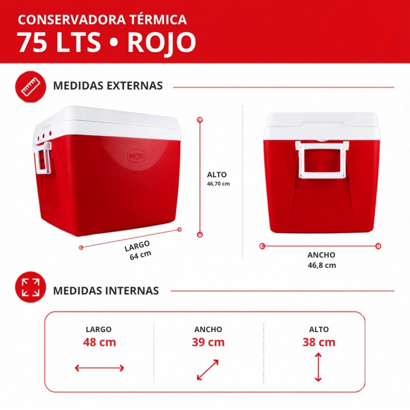 Conservadora térmica 75 lts ROJO