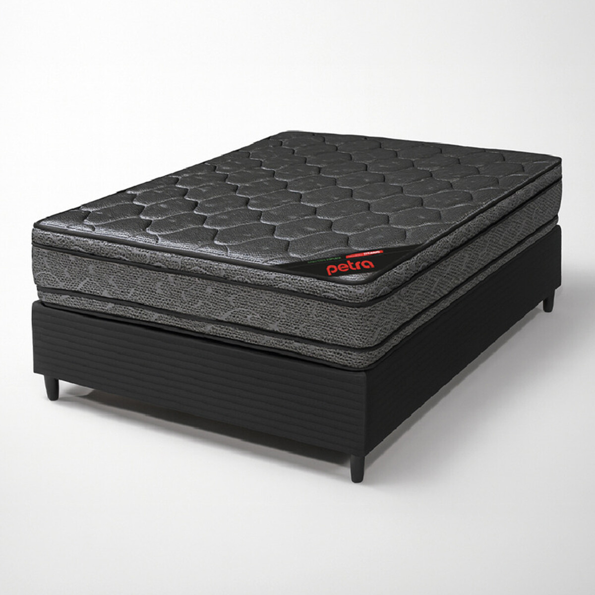 Conjunto Sommier 2 Plazas Titanio Petra Reversible Gris Oscuro 