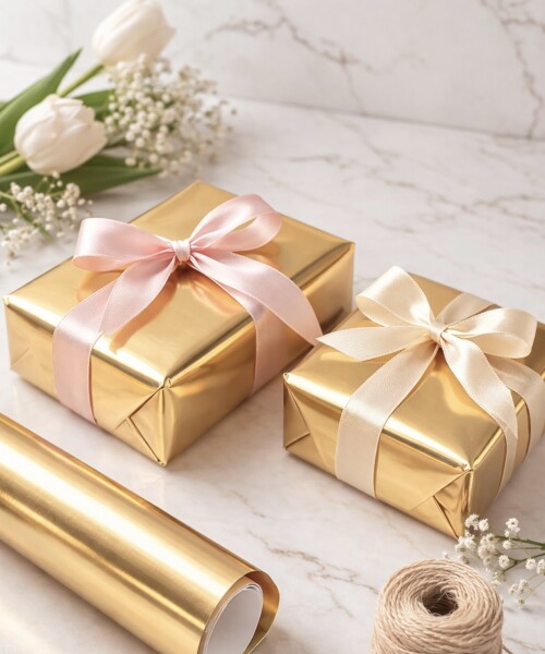 Papel regalo dorado 70x100 cm - 90 gr Papel regalo dorado 70x100 cm - 90 gr