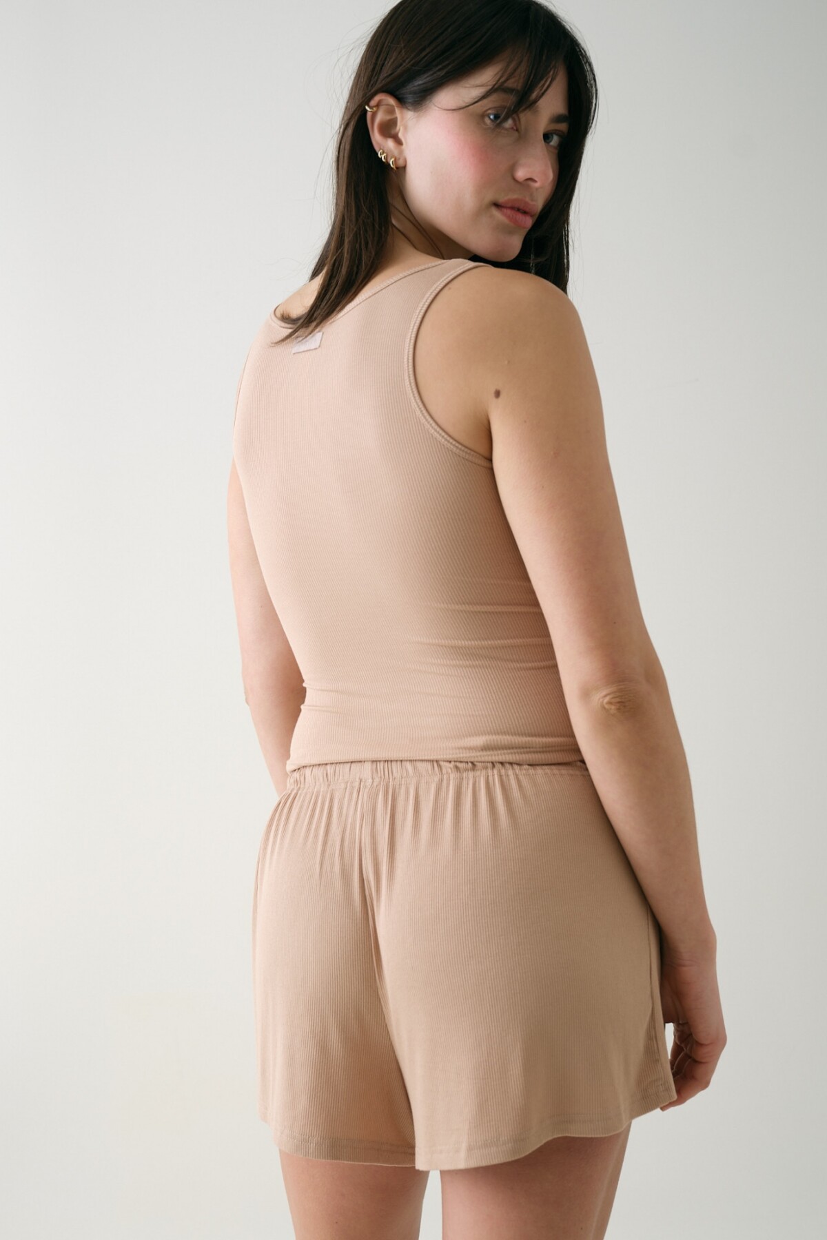 Musculosa Cropped Rib Tostado