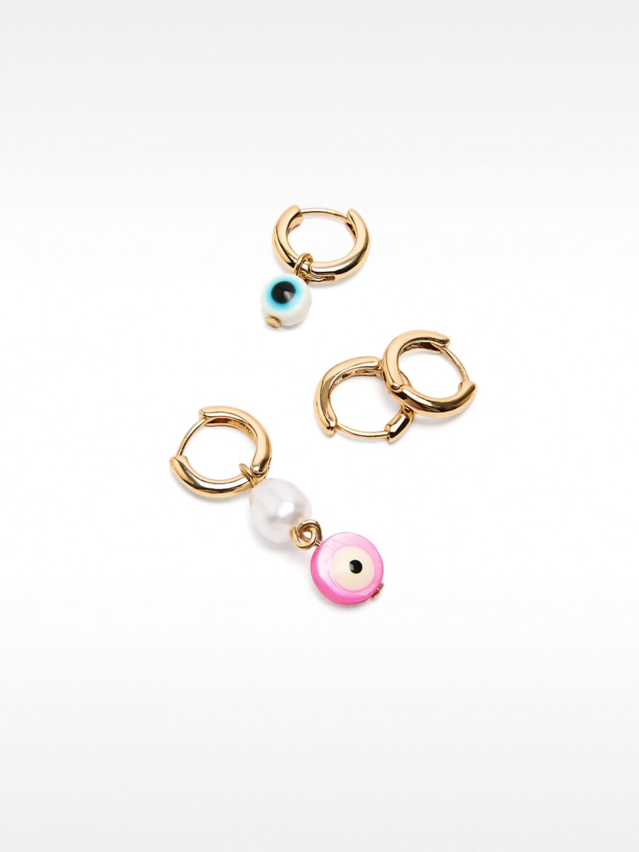 Set De Pendientes De Aro Ojos multicolor