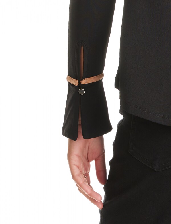 Blusa Ribete Contraste NEGRO/TOSTADO
