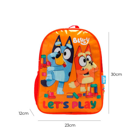 Mochila Infantil Bluey 30cm Escolar Estampa Original Naranja