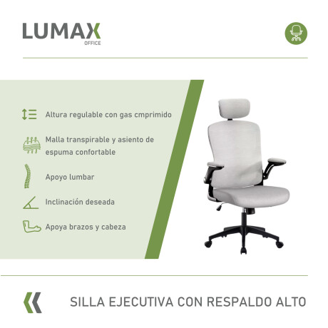 Silla Oficina Tyne Ergonomica Giratoria con Apoyacabezas Gris