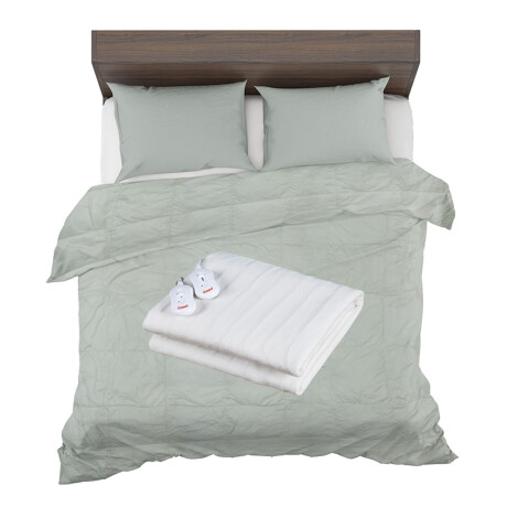 Set 2 Plazas c/ Acolchado Pluma Dohler + Calienta Cama Cuori Gris