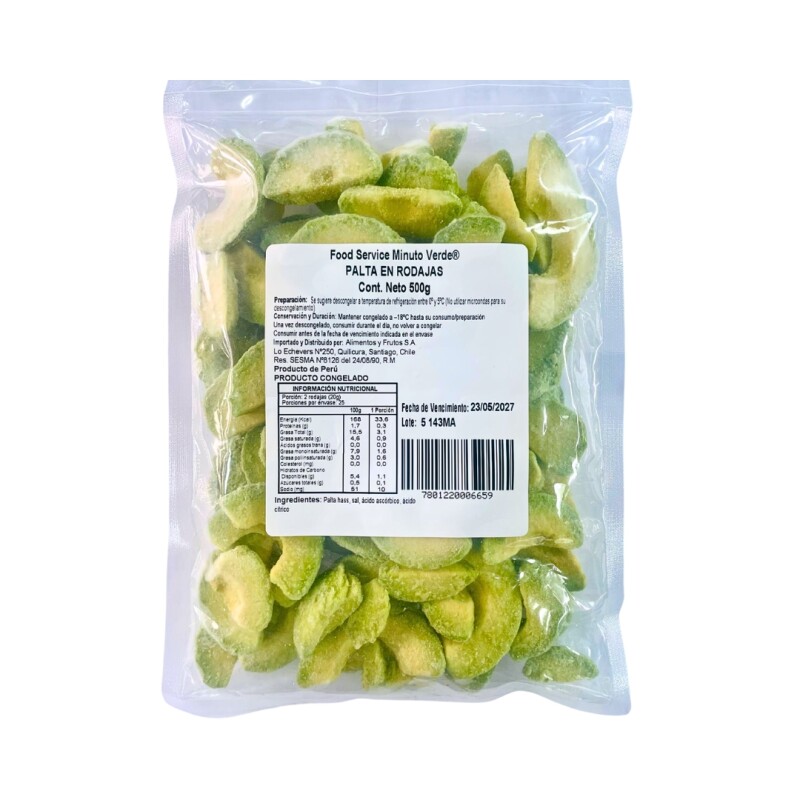 Palta rebanada Minuto Verde - 500 g Palta rebanada Minuto Verde - 500 g