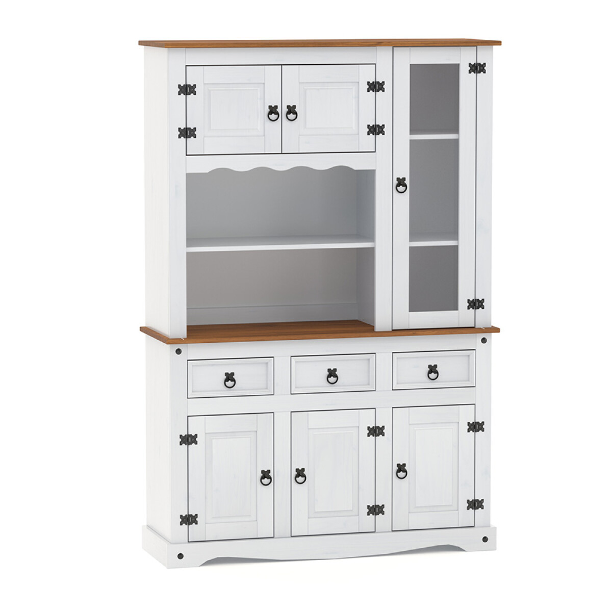 Modular Cristalero 6P3C Línea Naturale - Blanco/Roble 