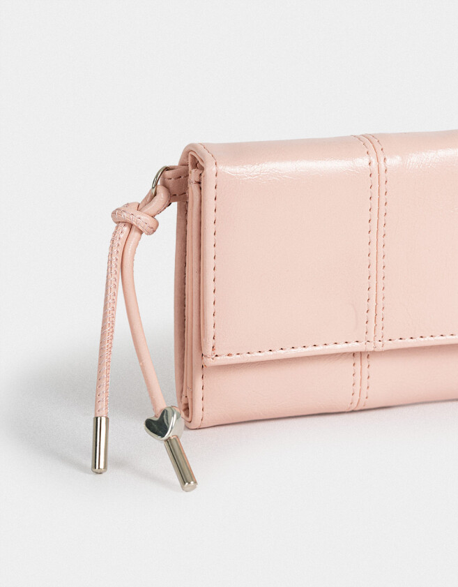 Billetera Billetera Cuerina Solapa - Rosa Viejo