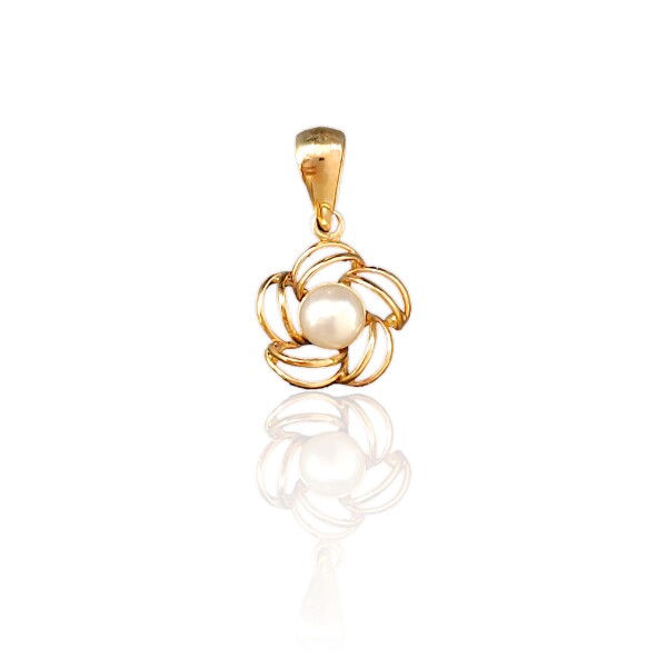 Dije Flor-Oro bajo-Con Perla-CP8555 Conperla