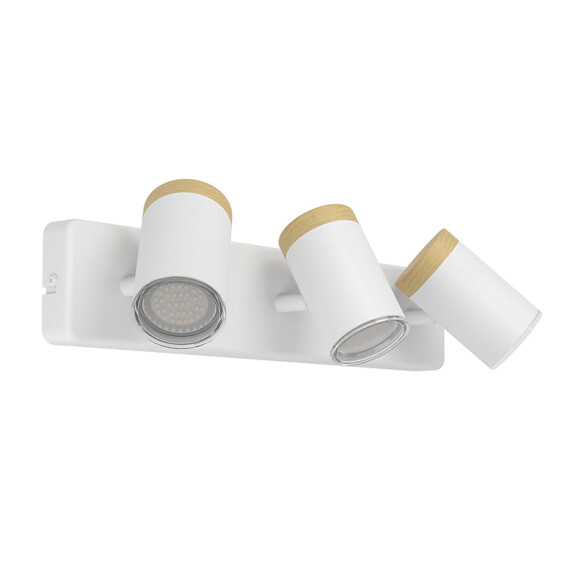 Aplique spot de pared acero blanco y madera 3xGU10 EG6416