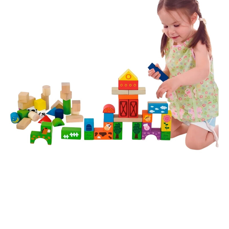 Bloques Madera Granja VIGA 50 Piezas Bloques Madera Granja VIGA 50 Piezas