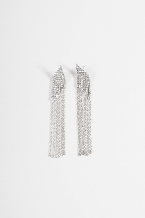 Caravanas strass cadena plateado