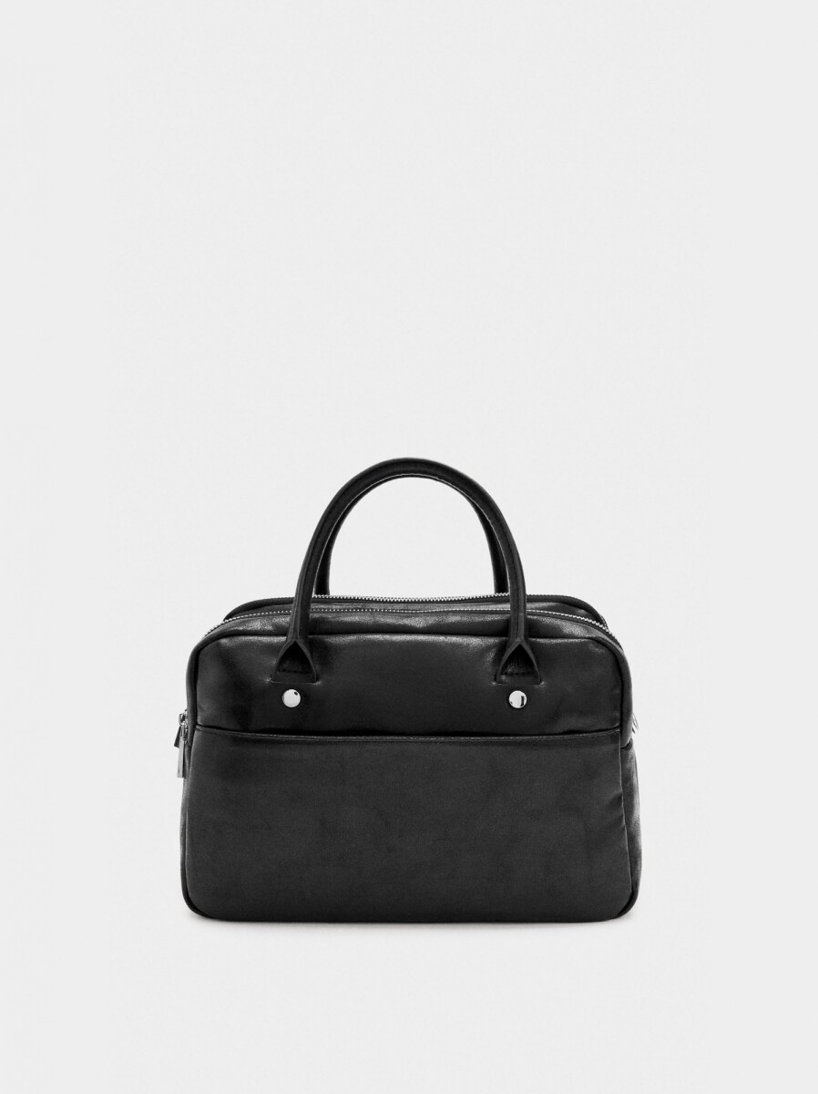 Bolso Bowling Efecto Craquelado - negro 