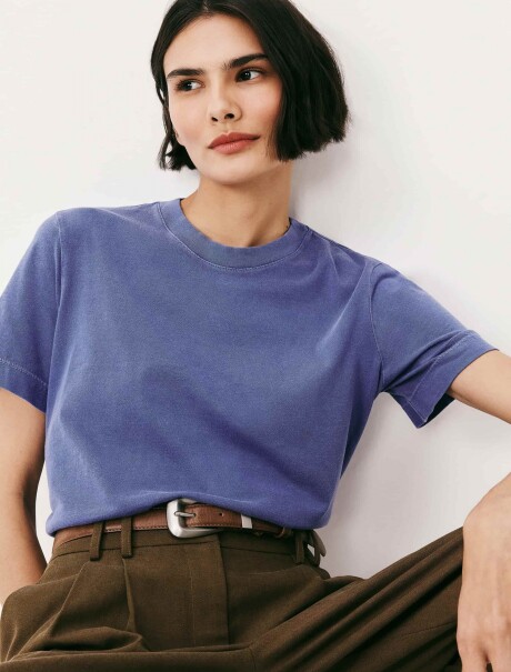 CAMISETA BÁSICA DE ALGODÓN AZUL