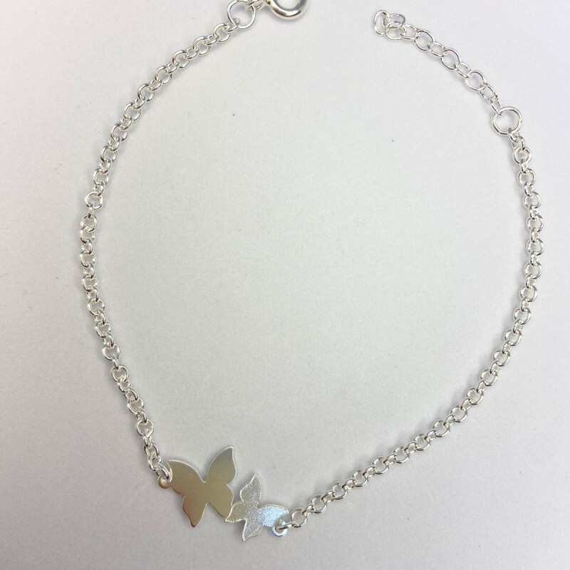 PULSERA DE PLATA MARIPOSAS , LARGO 17+3CM L5dplt-721-x3