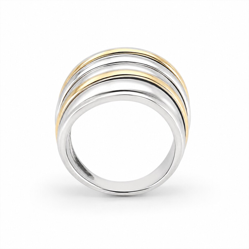 Anillo Tiras - Plata y Oro - Sin Piedra AN5429 sinpiedra