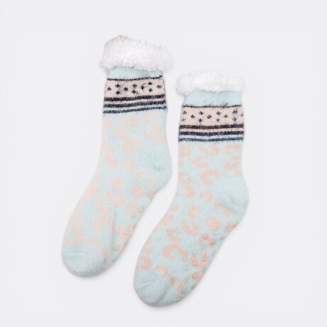 Medias De Abrigo Con Corderito Color Blanco Animal Print