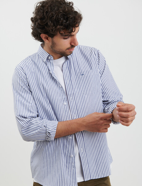 012549 CAMISA HARRINGTON LABEL Blanco/azul Osc