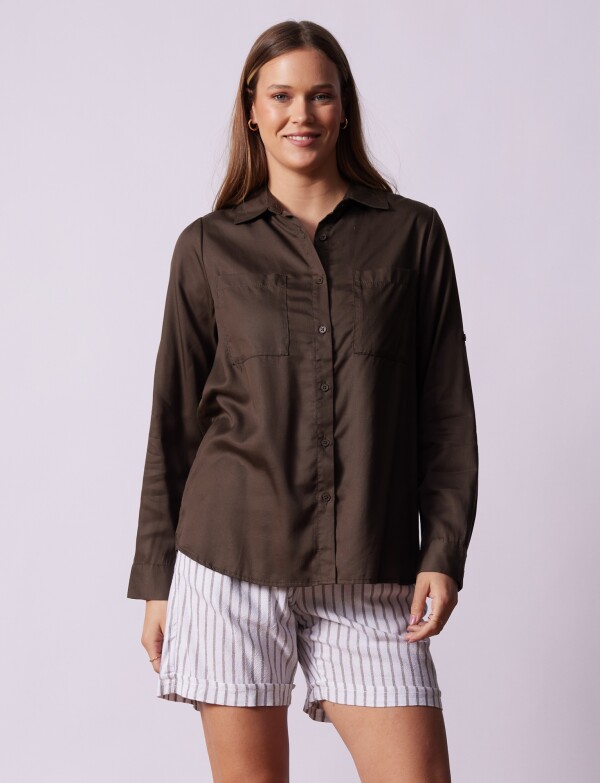 Camisa Bolsillos MARRON