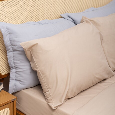 JUEGO DE SÁBANAS 1 PLAZA ALGODON MARRON COTTON BASIC 180 HILOS CAMEL