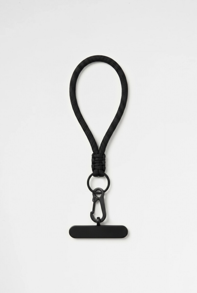 Cordón para celular con gancho metálico - negro 