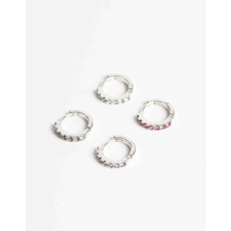 Set De Aros Argolla En Cubic Plateado