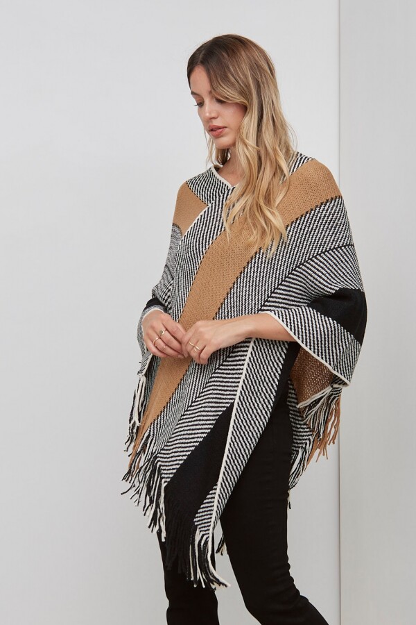 Poncho Lineas NEGRO/MULTI