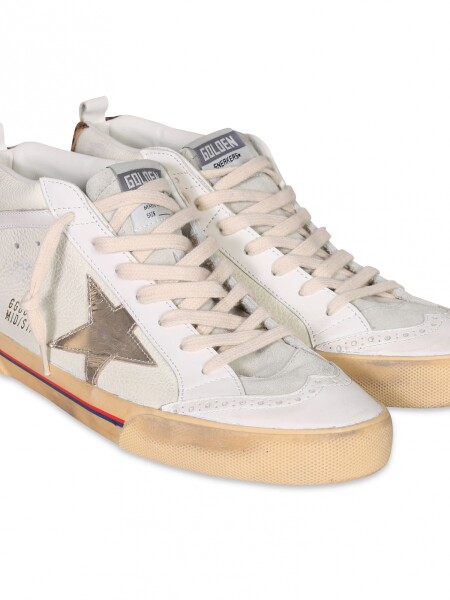 Golden Goose-Botines de cuero, Mid Star Classic Blanco