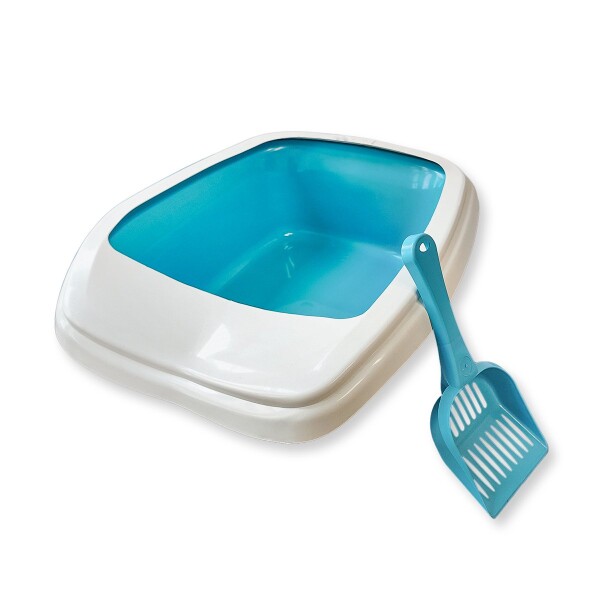Baño Sanitario Arenero Gato Bandeja Abierto Con Pala Litera Variante Color Celeste
