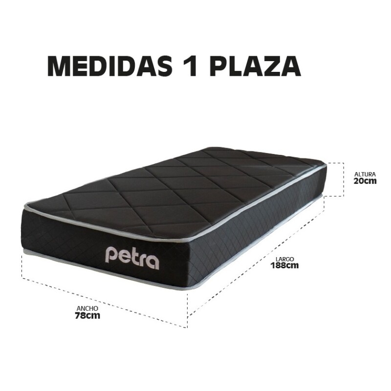 Colchón Espuma 1 Plaza Petra Ultrafirm 78x188x20cm 150kg D60 Negro Colchón Espuma 1 Plaza Petra Ultrafirm 78x188x20cm 150kg D60 Negro